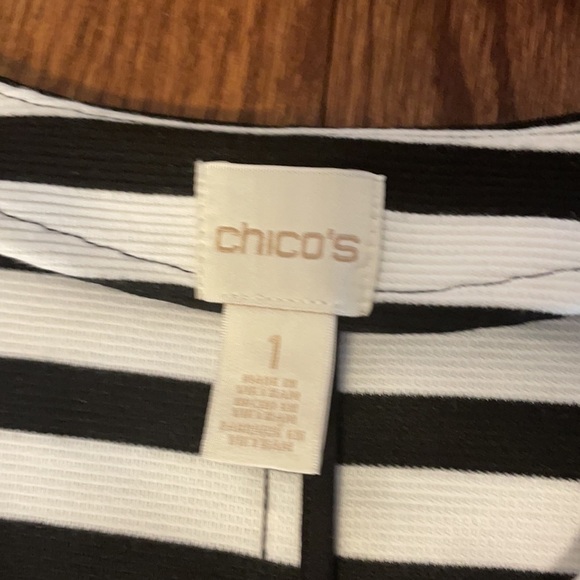 CHICOS sleeveless stripe mini tunic dress Crew neckline, hidden front zipper Med - Picture 8 of 14